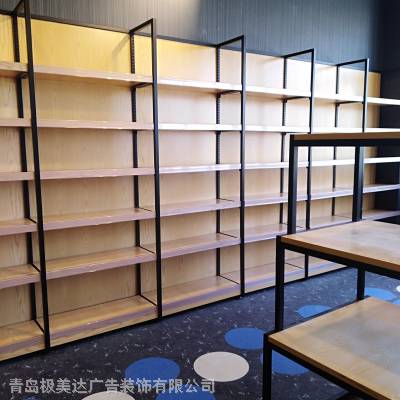 ***感钢木展示货架 木质展柜工厂 青岛展示制作 店面门头装修