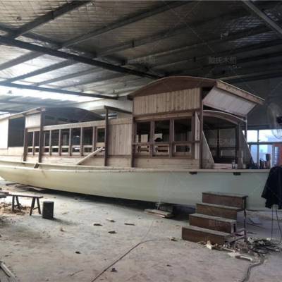 浙江杭州木船厂家定制16米防腐景观红船