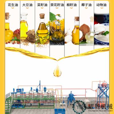 毛油精炼工艺流程 成套菜籽油精炼生产线 QC植物油生产机器