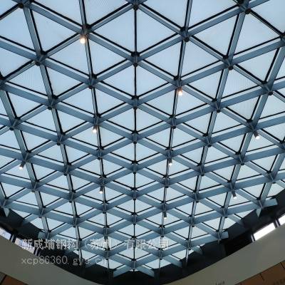 8+8夹胶安全玻璃网架结构中庭玻璃屋面,苏州采光顶设计