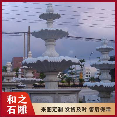 石雕水钵 酒店广场石雕喷泉 石材水景流水动物摆件雕塑 和之石雕