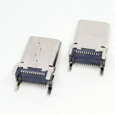 USB3.1 TYPE-C24PIN立式贴片母座 高度H=13.3 六脚插板DIP 180度SMT