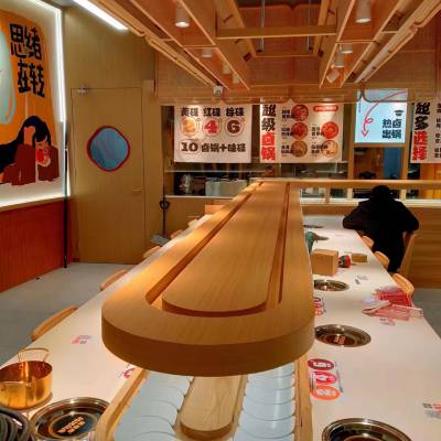 哪里有转转热卤小火锅设备厂家自动化送餐小火车设备