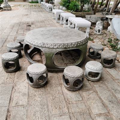 ***石雕庭院天然户外石桌石凳大理石园林桌凳桌椅石桌椅