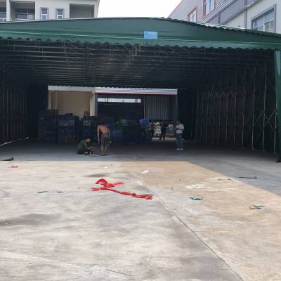 活动雨棚遮阳棚折叠伸缩移动推拉篷大型仓库棚室外大排档帐蓬定制