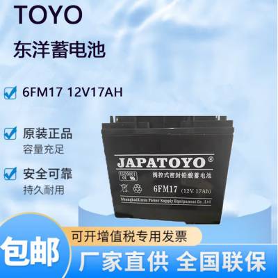 JAPATOYO东洋蓄电池6FM17 12V17AH 阀控式电梯松闸门禁音响童车