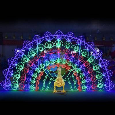 景区灯光节孔雀造型光雕五一旅游观光氛围灯华亦彩厂家直销定制