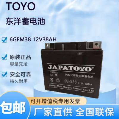 JAPATOYO东洋蓄电池6GFM38 12V38AH 阀控式后备发电机延时电子仪器