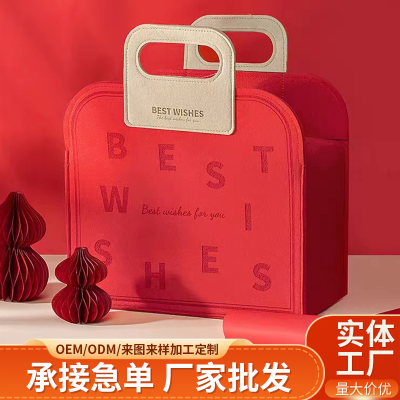 环保双提手毛毡包 简约时尚购物手提袋 多功能实用毛绒手拎袋 可定制