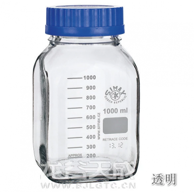 捷克SIMAX 方形玻璃试剂瓶 GL80大口瓶螺口瓶 带密封圈 可高压灭菌 500ml 1000ml