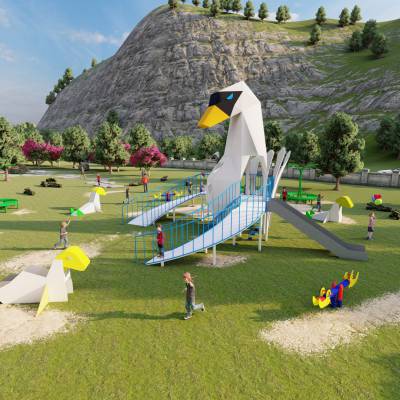户外大型不锈钢滑滑梯景观幼儿园公园无动力攀爬秋千架儿童非标游乐设备