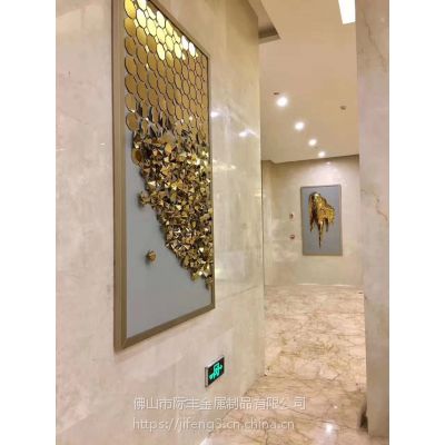 黄钛金金属隔断不锈钢花格隔断金属花格屏风价格宁夏