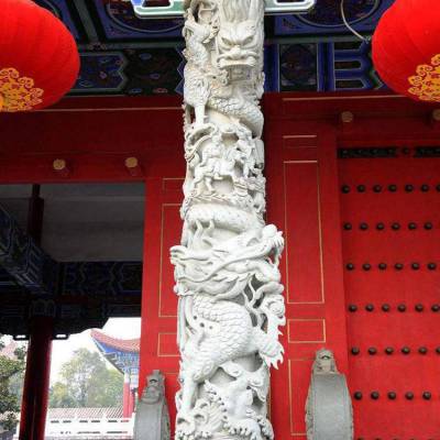 寺庙仿古建筑石龙柱石雕龙柱安装样式亿昊盘龙柱雕刻