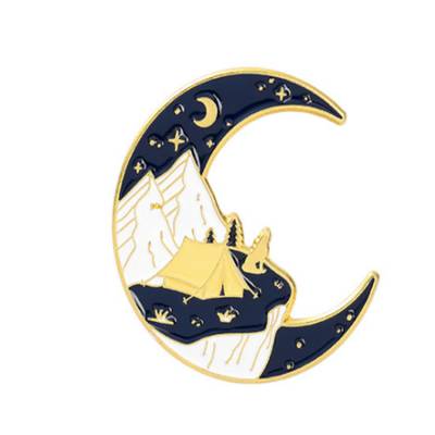 夜景logo胸章定制 烤漆月亮形徽章定做 弯形标志胸牌订做