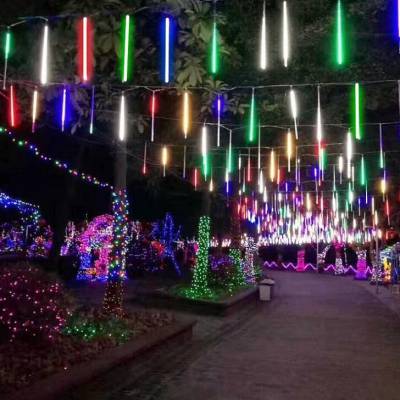 LED太阳能流星雨灯满天星七彩灯串户外防水亮化照明挂树装饰灯