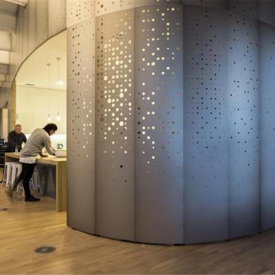 深圳商场包柱雕花铝单板-室内冲孔包柱铝单板设计