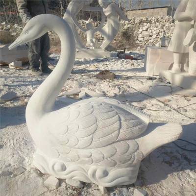 汉白玉天鹅喷水摆件 石流水喷泉天鹅 喷水天鹅喷泉吐水装饰