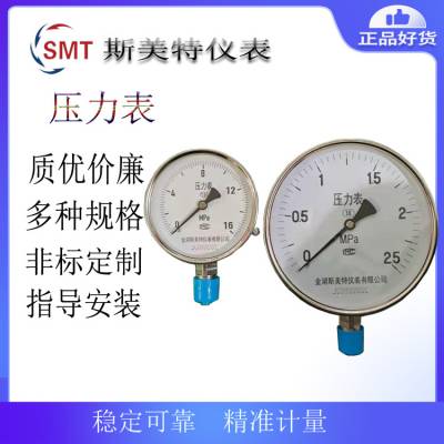 斯美特不锈钢压力表 Y-100 0-0.6MPa M20*1.5