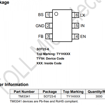 拓尔微 TMI3341 同步降压转换器 输入 电压30V 输出电流1.***，TMI3342 TMI3343