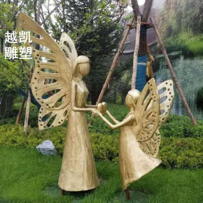 企业小天使雕塑价格 景观西方人雕塑制作 玻璃钢加工人物雕塑