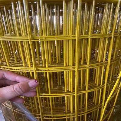 新款黄色硬塑铁丝围栏网 浸塑方格网片 荷兰网立柱