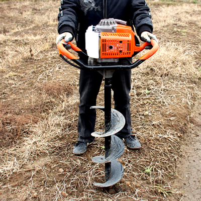高功率汽油挖坑机 园林栽树打坑机 便捷式推车打孔机