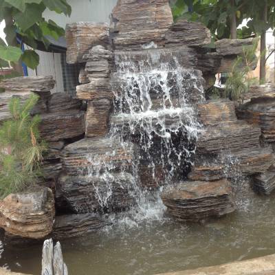 千层石假山景观 庭院水景水系 水池瀑布鱼池等景观设计