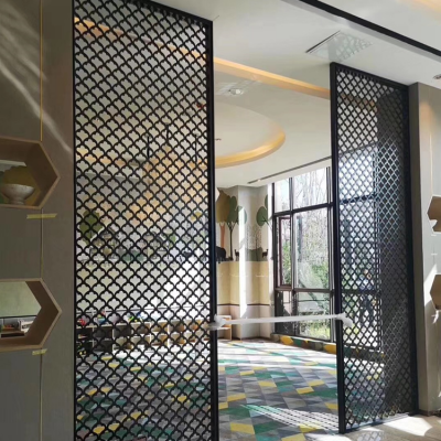 不锈钢屏风隔断钛金镂空雕花酒店现代轻奢金属新中式玄关装饰