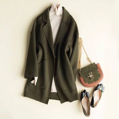 新疆厂家一手服装短款宽松女羊绒大衣 库存衣服2元处理厂家尾货库存