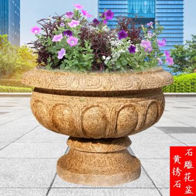 石雕花钵汉白玉花盆大理石庭院花盆室内外别墅小区门口栽花花盆