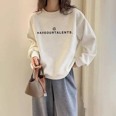 尚美主义秋 简约时尚休闲上衣 宽松大码女装卫衣 实穿百搭上衣