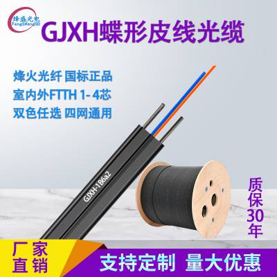 室内蝶形GJXH-1B6a黑白色2/4纤芯双钢丝单多模阻燃电信级入户皮线光缆