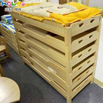 幼儿园床木质 幼儿园实木单人床方腿可拆装重叠床定制