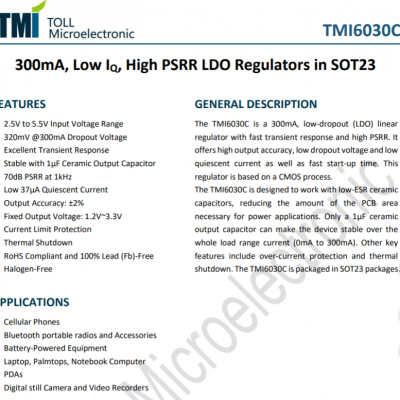 TMI6030 TMI6050 低静态电流LDO 输出电流300/600mA