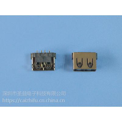 USB 母座AF 10.0mm 外壳插板端子 SMT 6.5厚 无卷边