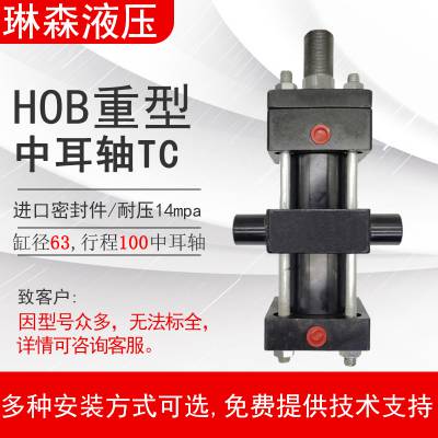 HOB63X100TC拉杆油缸中耳轴TC重型液压缸进口油封耳环铰轴安装