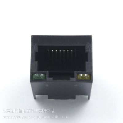 KY 原装RJ45 8P8C带灯母座 圆针 固定脚位 电脑连接器母头