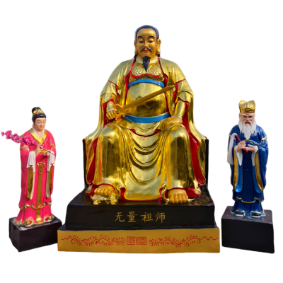 脚踏龟蛇二将无量祖师神像2.3米批发祖师爷1.3米周公桃花树脂佛