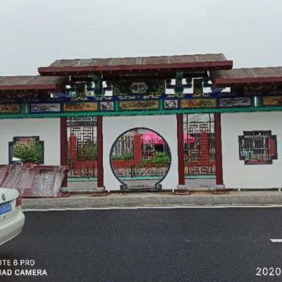 酒泉瓜州立体浮雕背景墙绘加工,古建彩绘水泥浮雕壁画照壁影壁墙