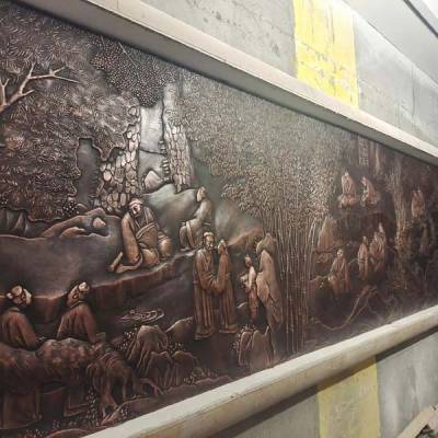 大型铸铜锻铜浮雕壁画 文化浮雕圆盘 定制人物风景文化墙浮雕背景墙