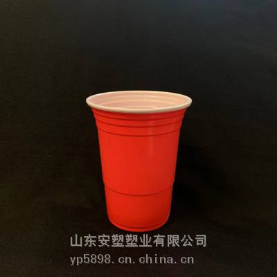 94口径一次性pp出口双色杯 一次性红白游戏杯