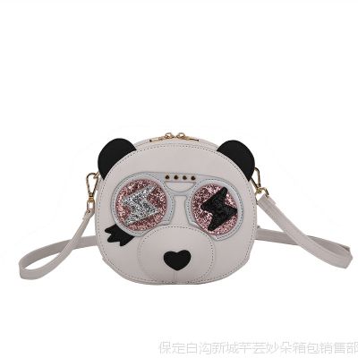 包包女2018春夏款撞色可爱熊猫小圆包ins超火呆萌百搭单肩斜挎包