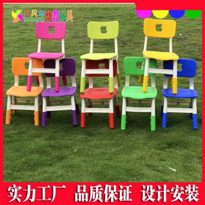 防城港儿童家具用品批发幼儿中班游戏圆桌六人儿童背靠椅