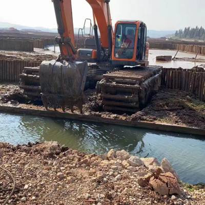 泰州水上打桩挖机出租挖土机
