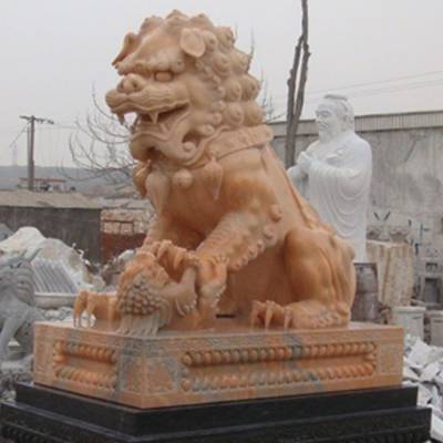 精品湖南汉白玉狮子 中国石狮子 传统中式石材狮子