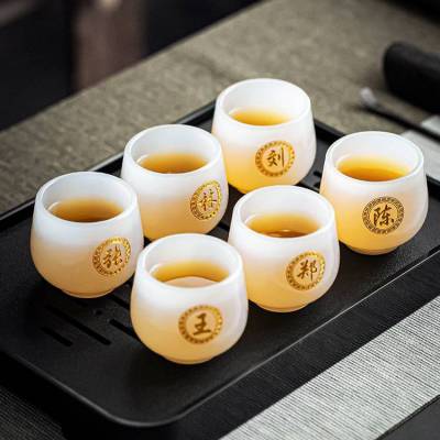 福州琉璃茶杯工厂琉璃茶具套装组合白玉茶杯家用办公送礼玉瓷茶壶