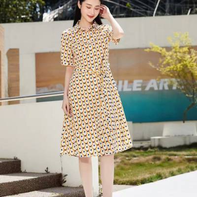 知性气质真丝连衣裙 真我如丝 时尚优雅收腰桑蚕丝连衣裙 短袖真丝裙