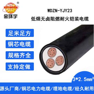 金环宇电线电缆 WDZN-YJY23-3X2.5无卤低烟铠装耐火电缆