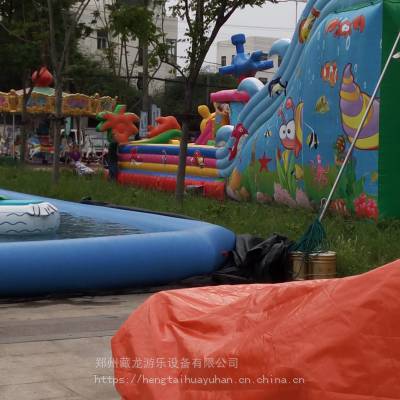 144平方大型游乐滑梯 小孩子超爱玩的气包蹦床 40平米海豚充气小城堡
