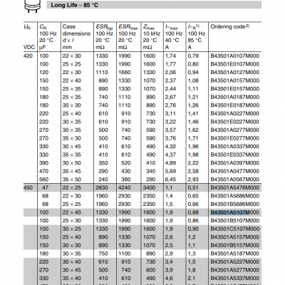 B43501A5107M000 450VDC 100uF 20% 10000